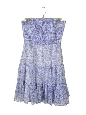 Shoshanna Strapless Silk Tiered Hem Floral Mini Dress 2 Sweetheart Neckline